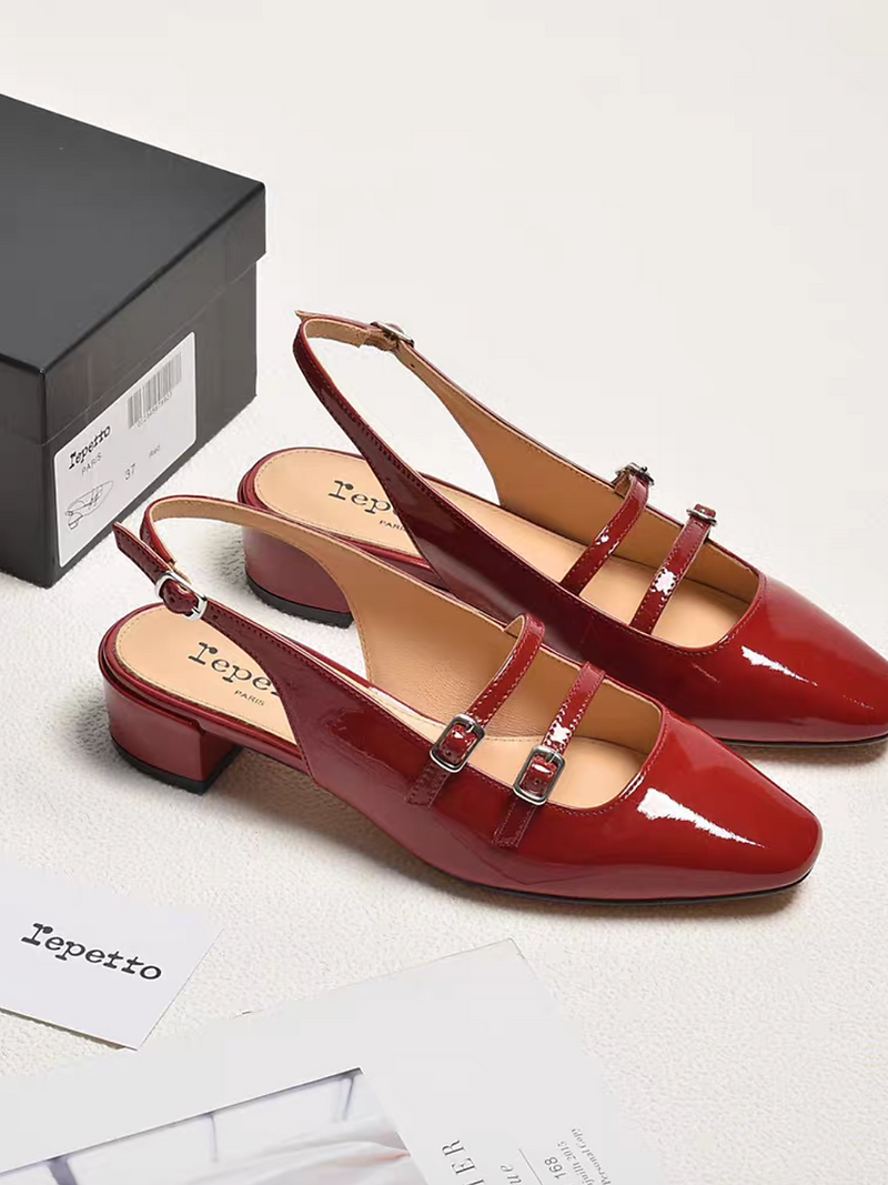 Repetto Paris made in France double straps pointy sling sheep skin Mary 3