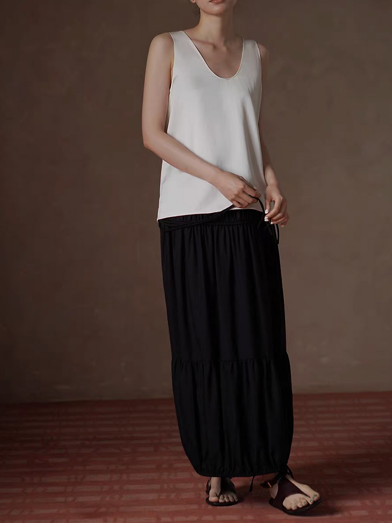 U neck pearl ivory satin poly vest 3