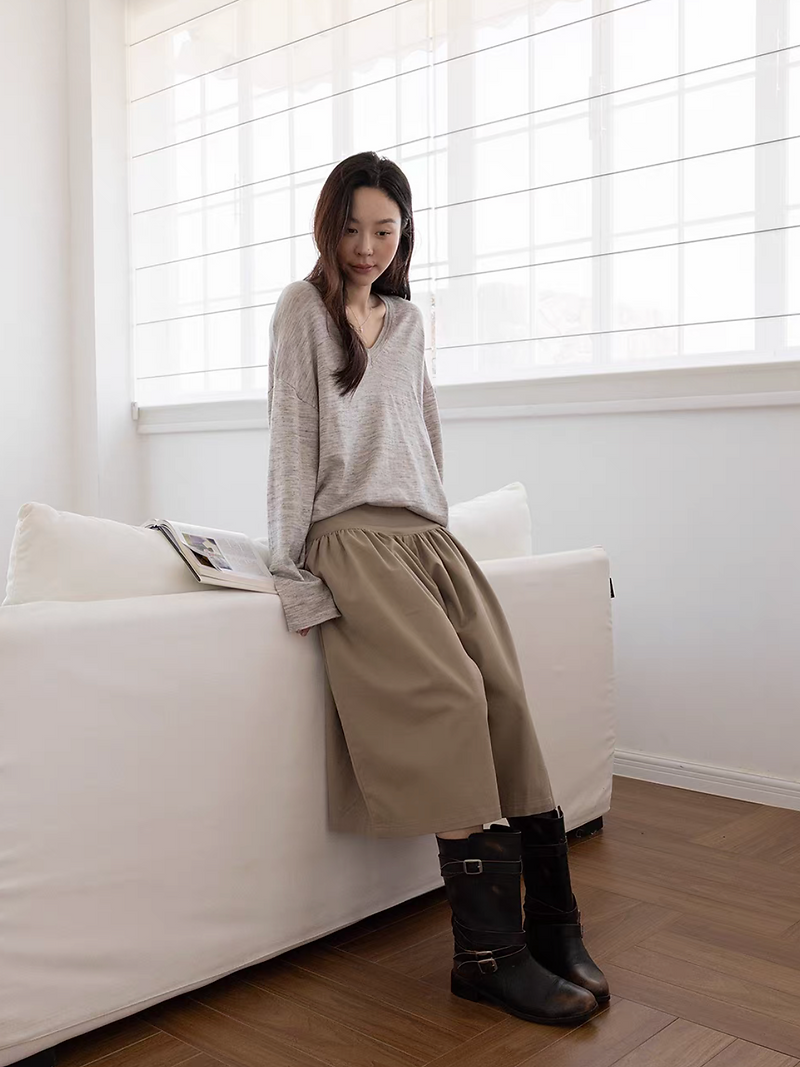 Ruffle cotton tencel high waisted skirt pants 13