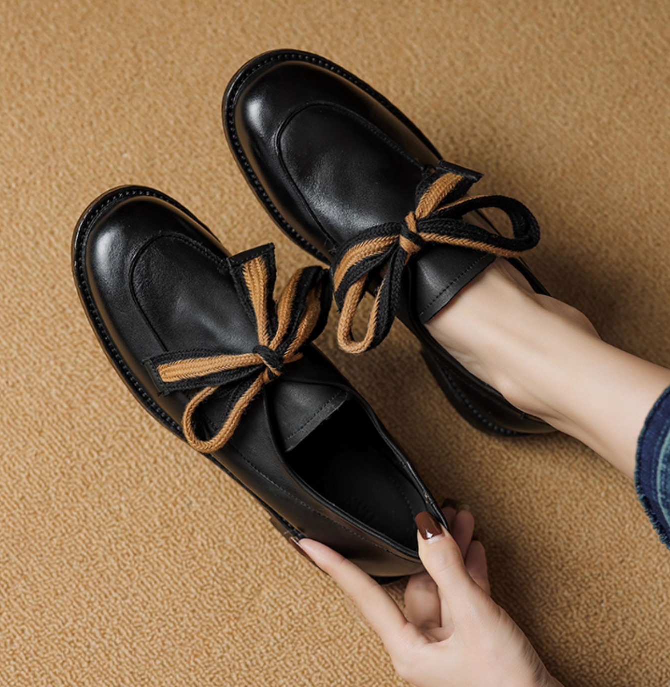 Contour calf leather bicolor laces shoes