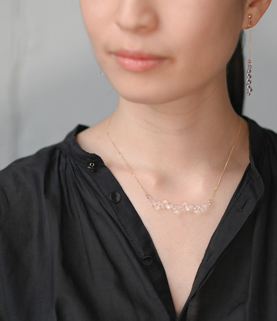Thumbnail: Handmade Hario droplets gloss glass necklace