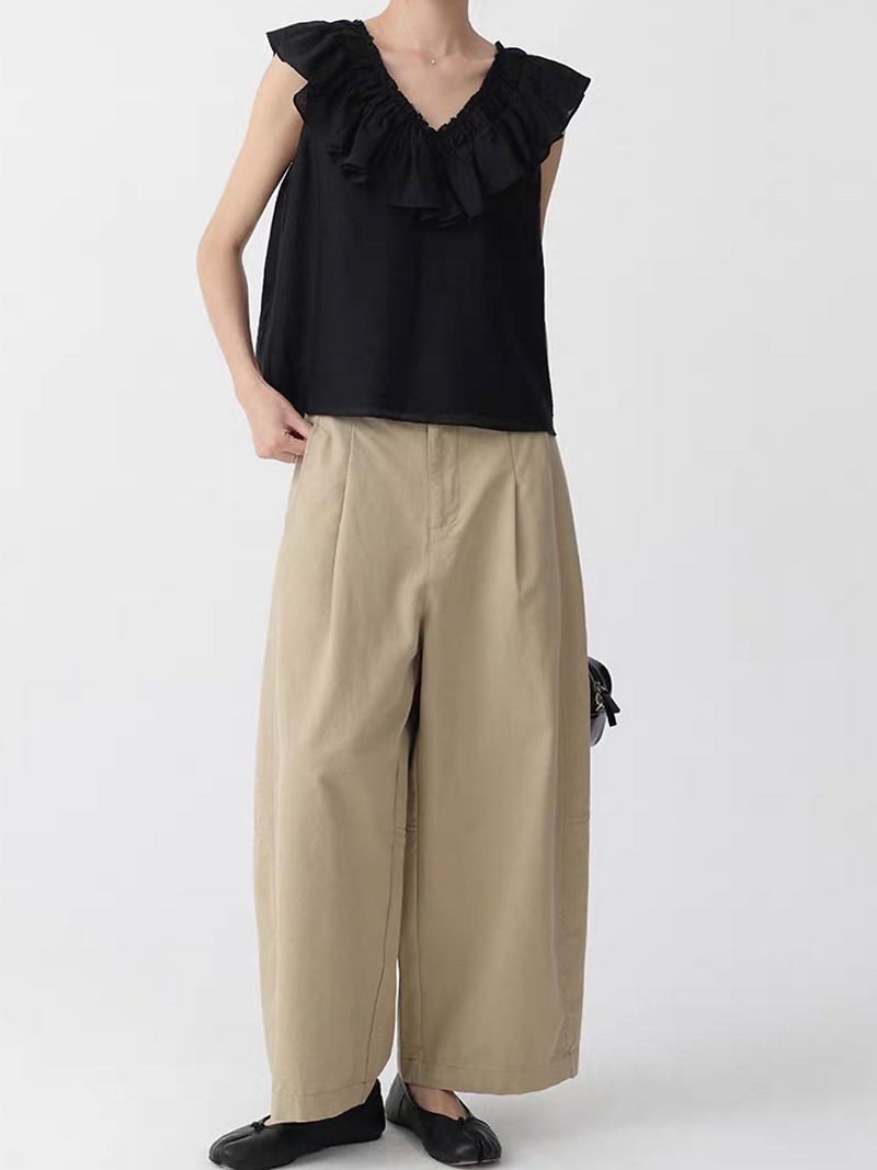 Ruffle layered collar lyocell rayon lined vest 9