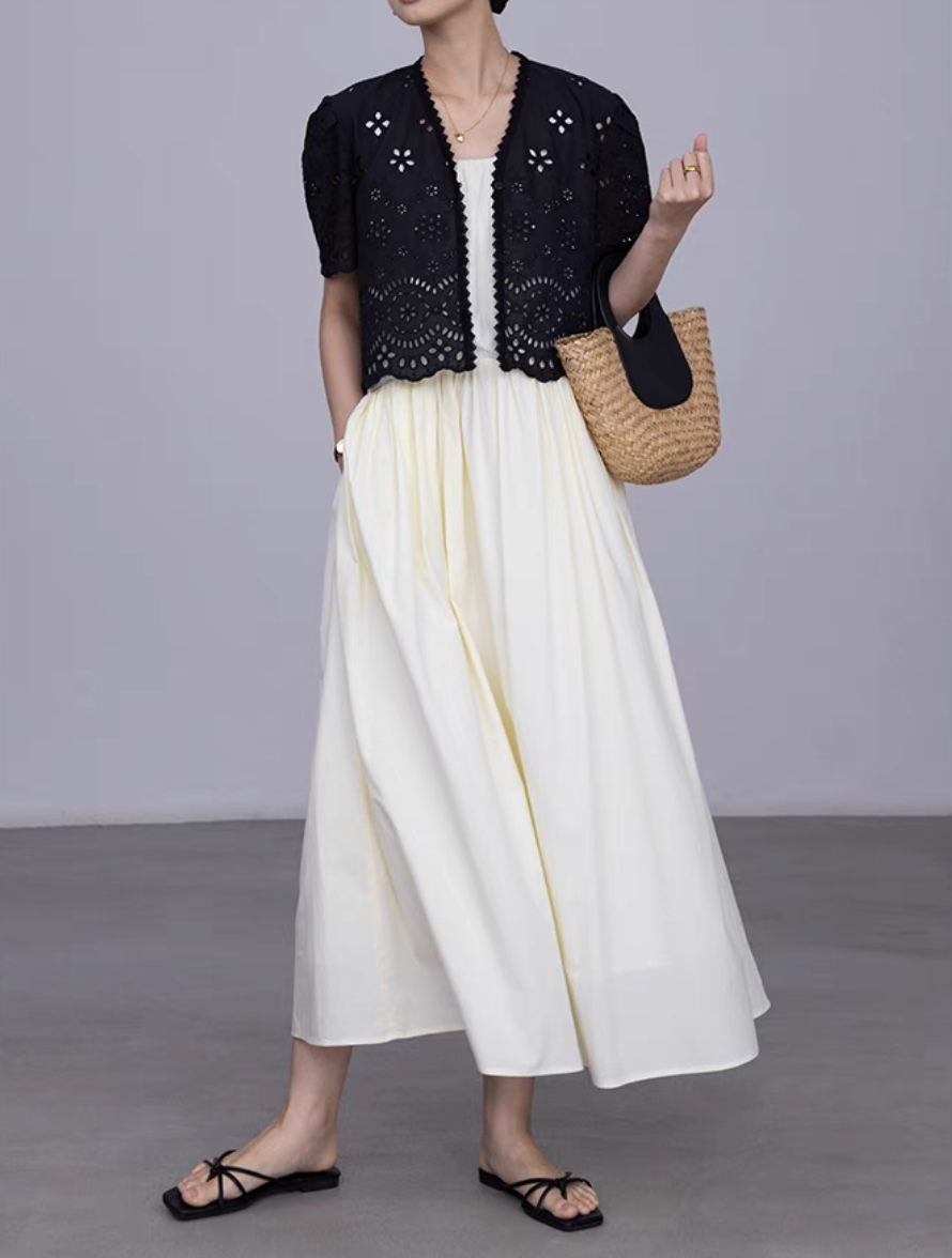 Thumbnail: Cotton rayon ruffle sleeveless dress