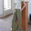 Thumbnail: Poem writing beige green color blocking cotton tee