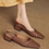 Thumbnail: Sling back diagonal weaved calf leather pointy low heels