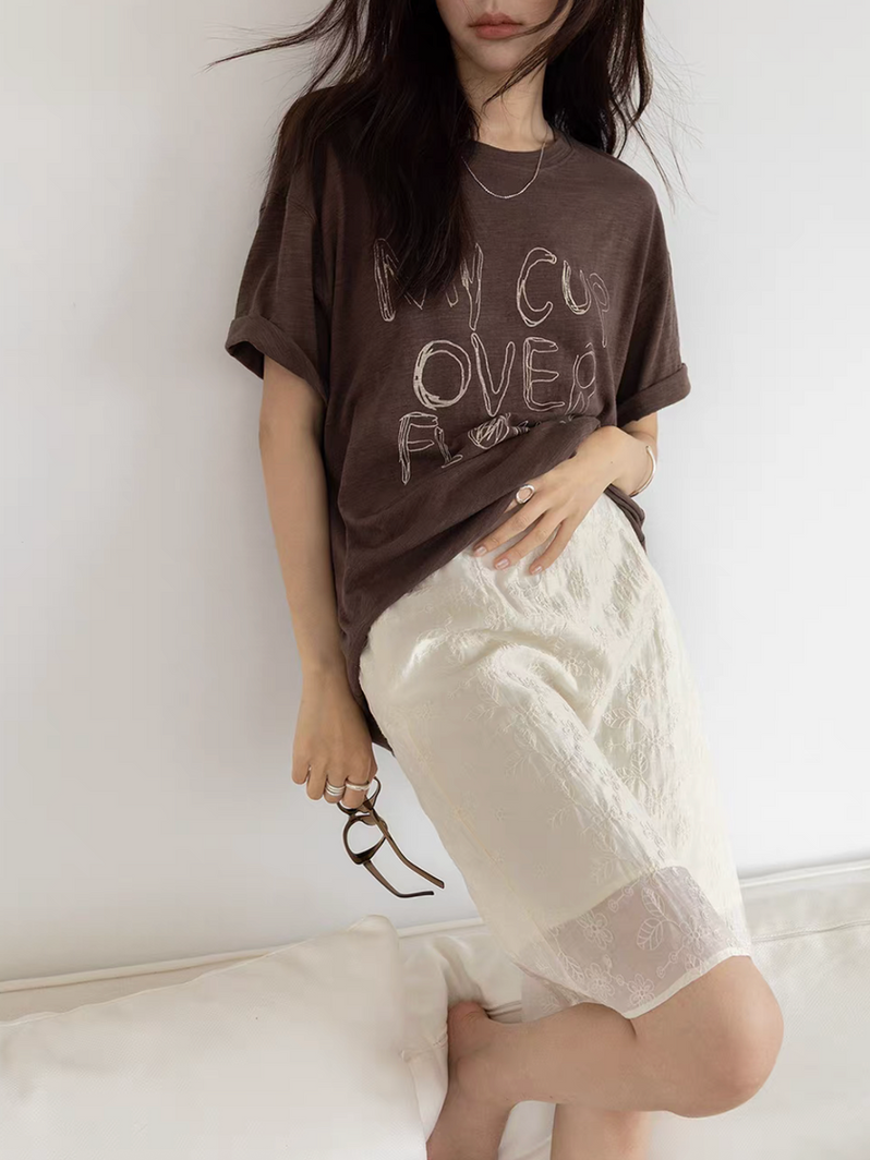 My Cup Over Flows print cotton crewneck tee 12