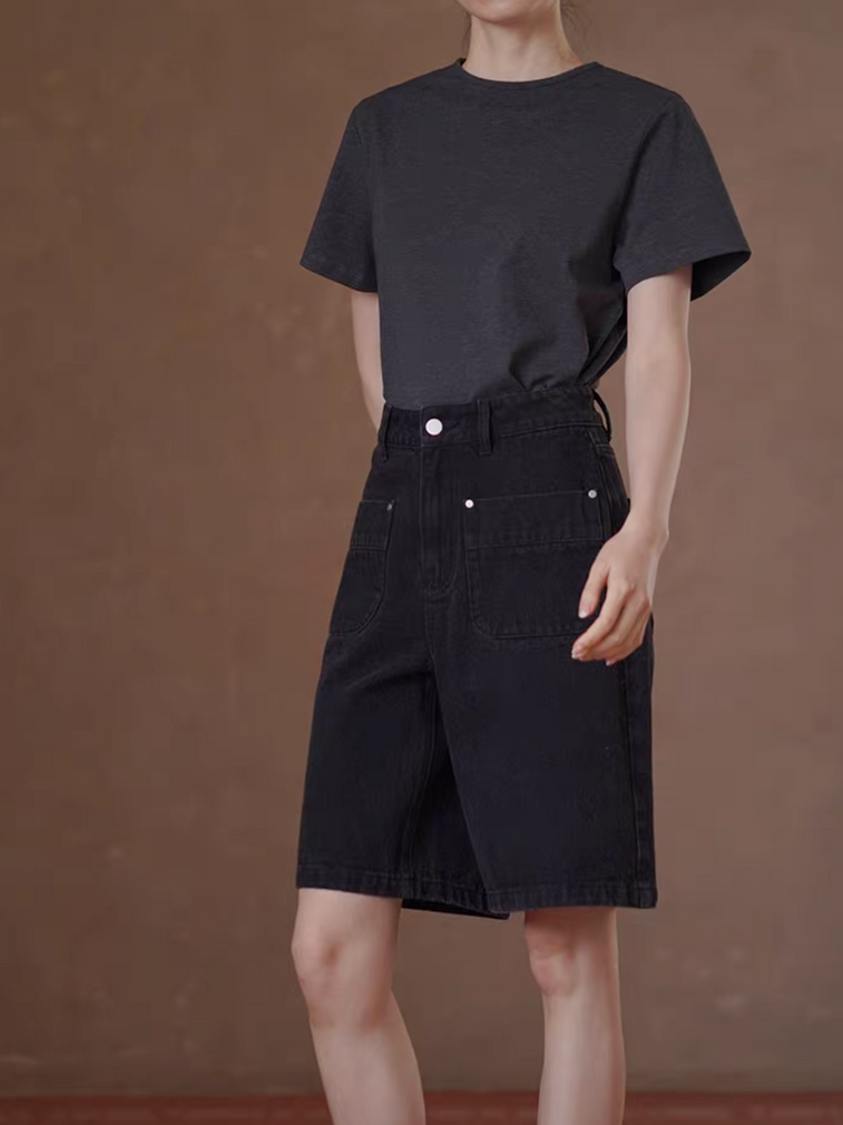 Crewneck charcoal color back contour cotton modal tee 3