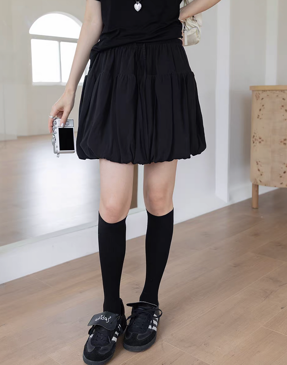Thumbnail: Elasticated ruffle drawstring puff skirt