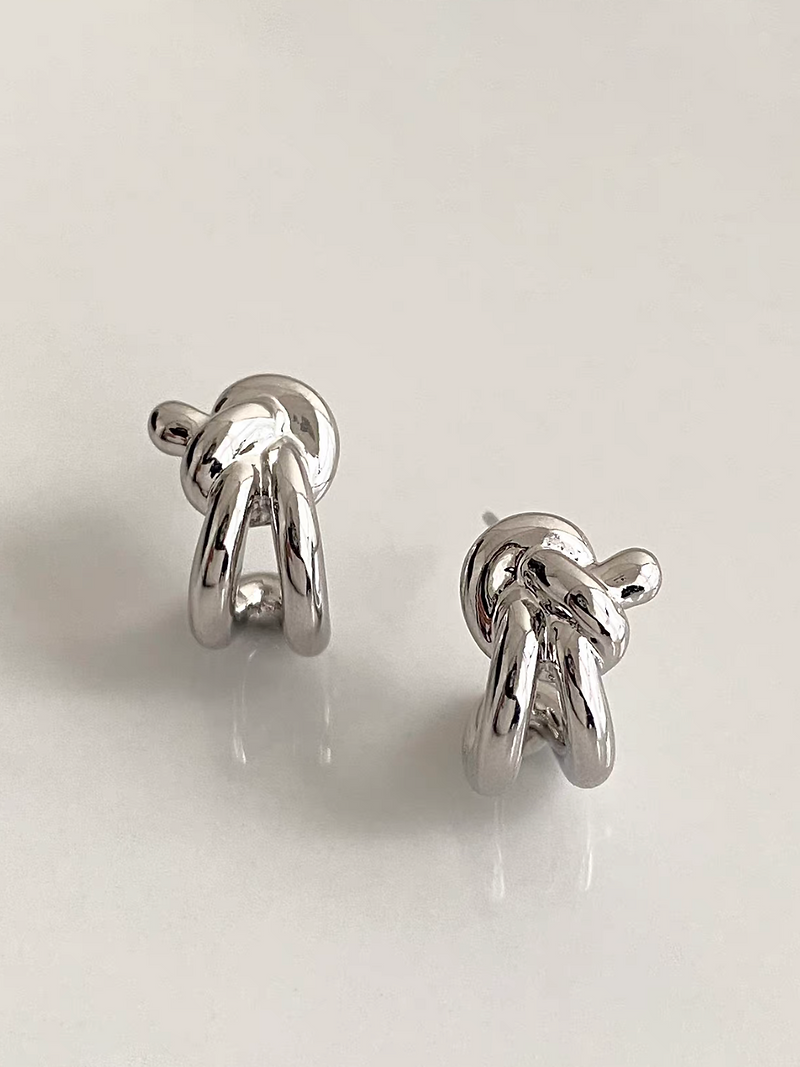 925 Silver molten knot geometry earrings 3