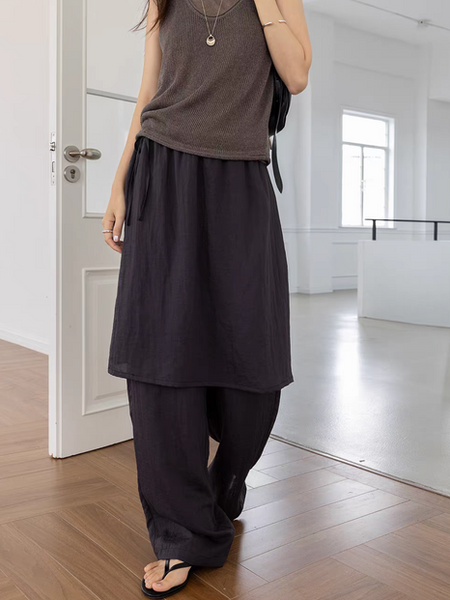 Modal poly cotton drawstring elasticated skirt pants