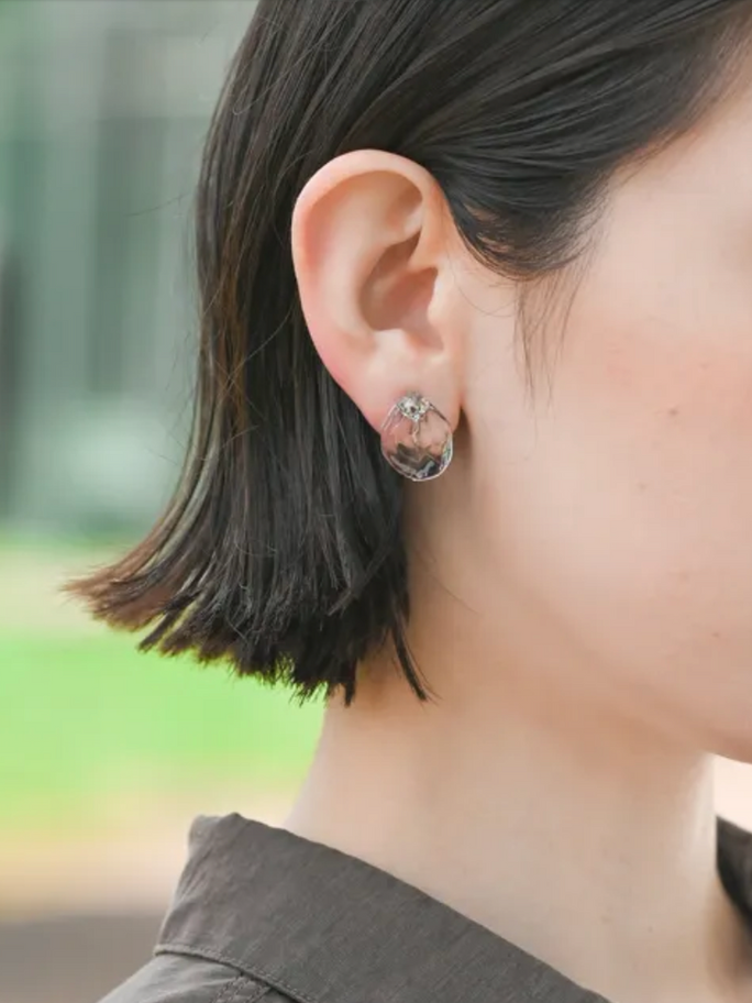 Handmade Hario ice drop clear glass earrings 2