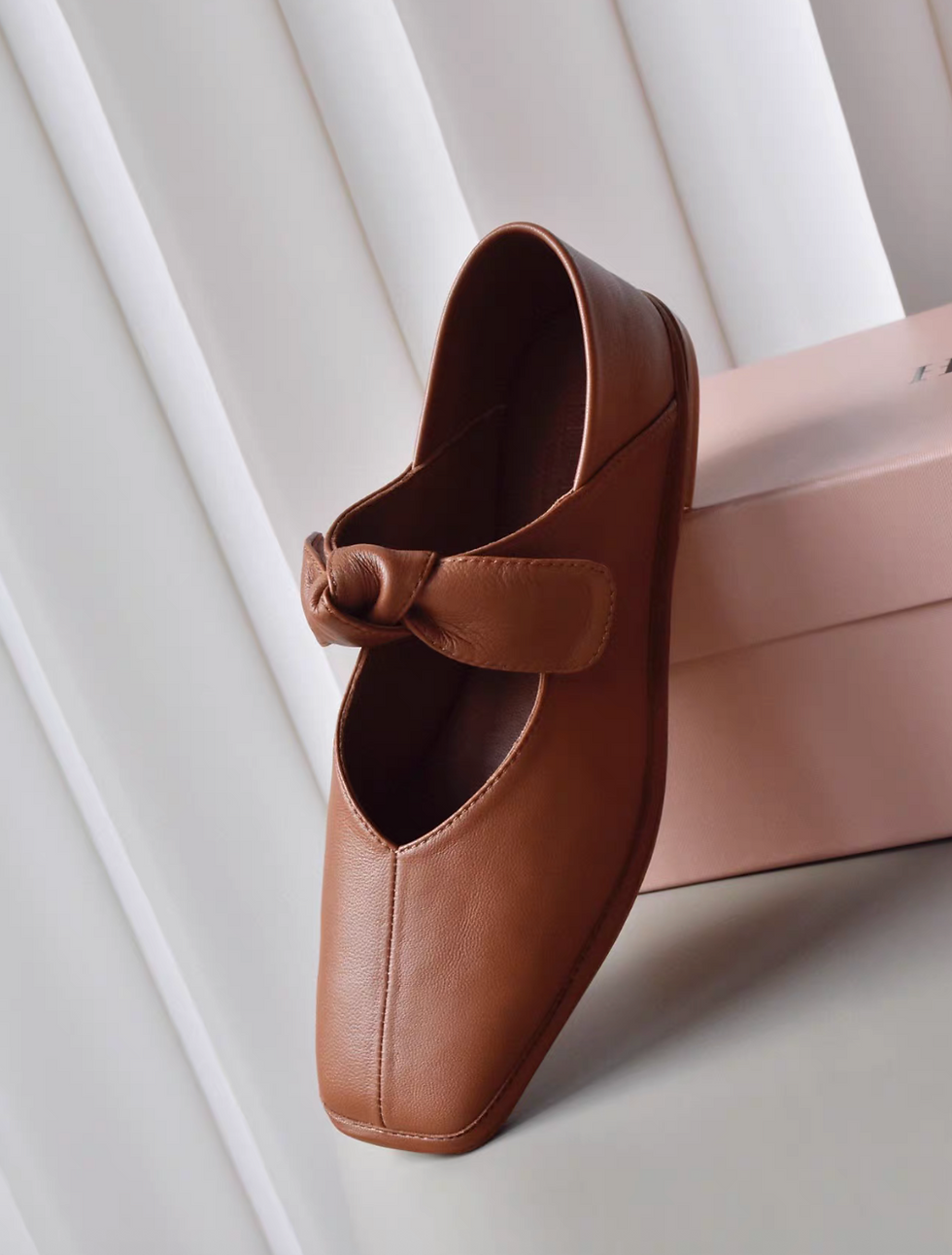 Thumbnail: HEREU Made in Spain sheep skin bow soft Mary Janes