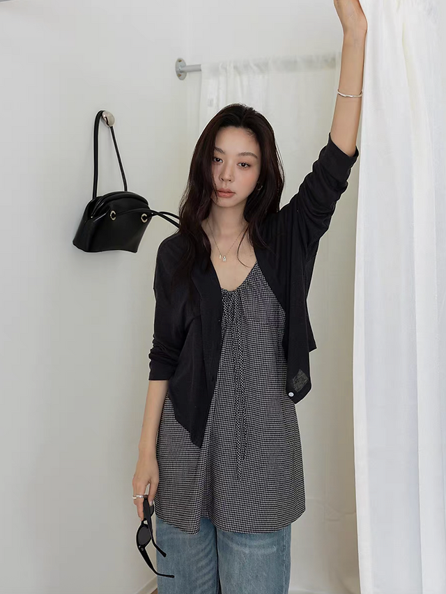V neck buttoned summer lyocell linen cardigan 8