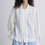 Thumbnail: Drawstring ruffle trim linen tencel blouse / jacket