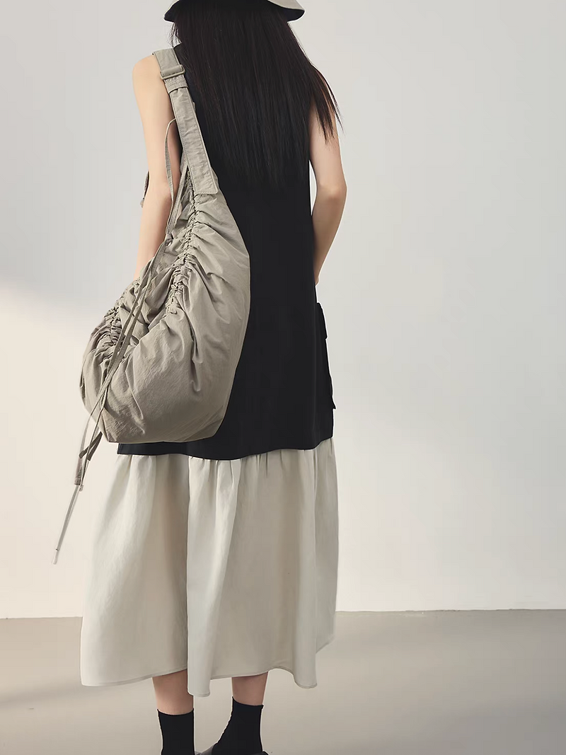 Docking cotton bi-color clasped buttoned cargo maxi sleeveless dress 8