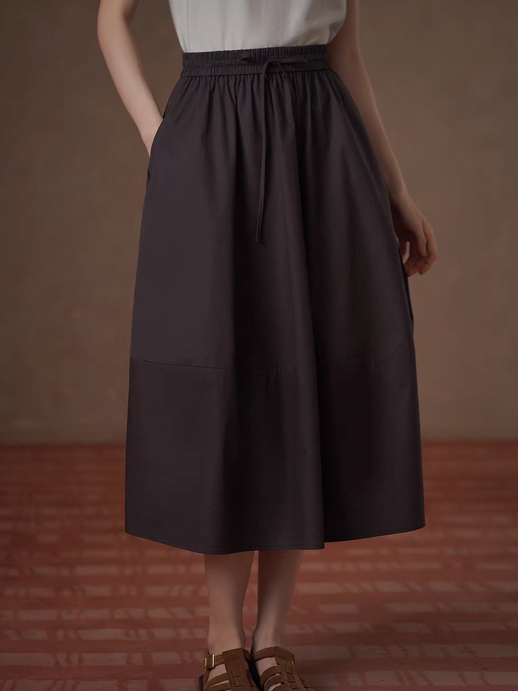 Mocha cotton rayon elasticated contour skirt 1