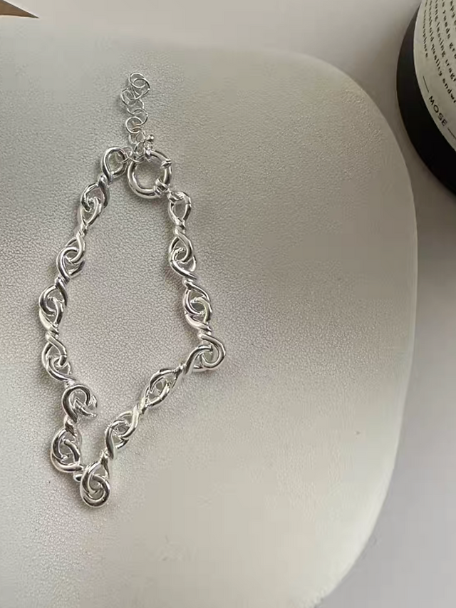 925 Silver interloop engraved plate bracelet 3
