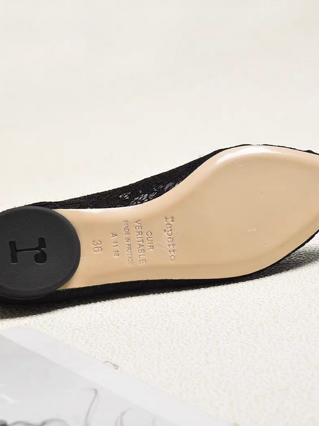Repetto Paris made in France lace crochet lambskin ribbon flats 7