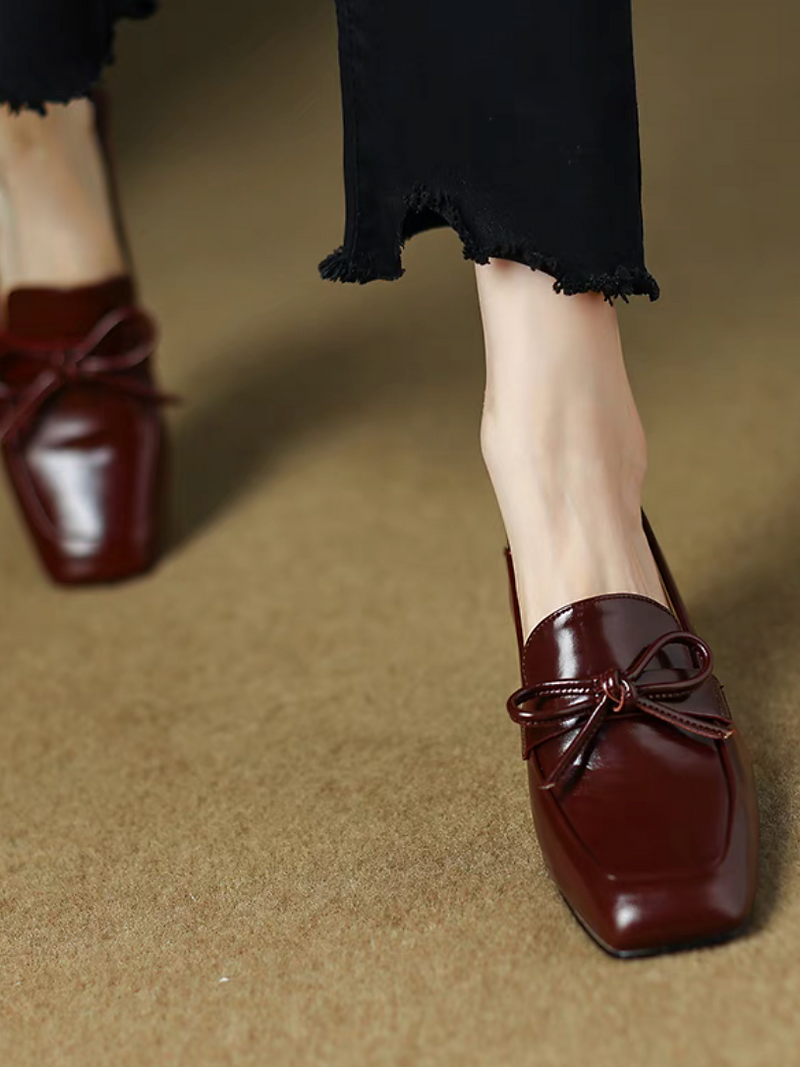 Ribbons oil waxed lambksin square toe heels 4