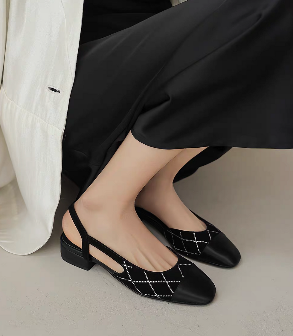 Thumbnail: Suede lambskin satin sling back docking flats