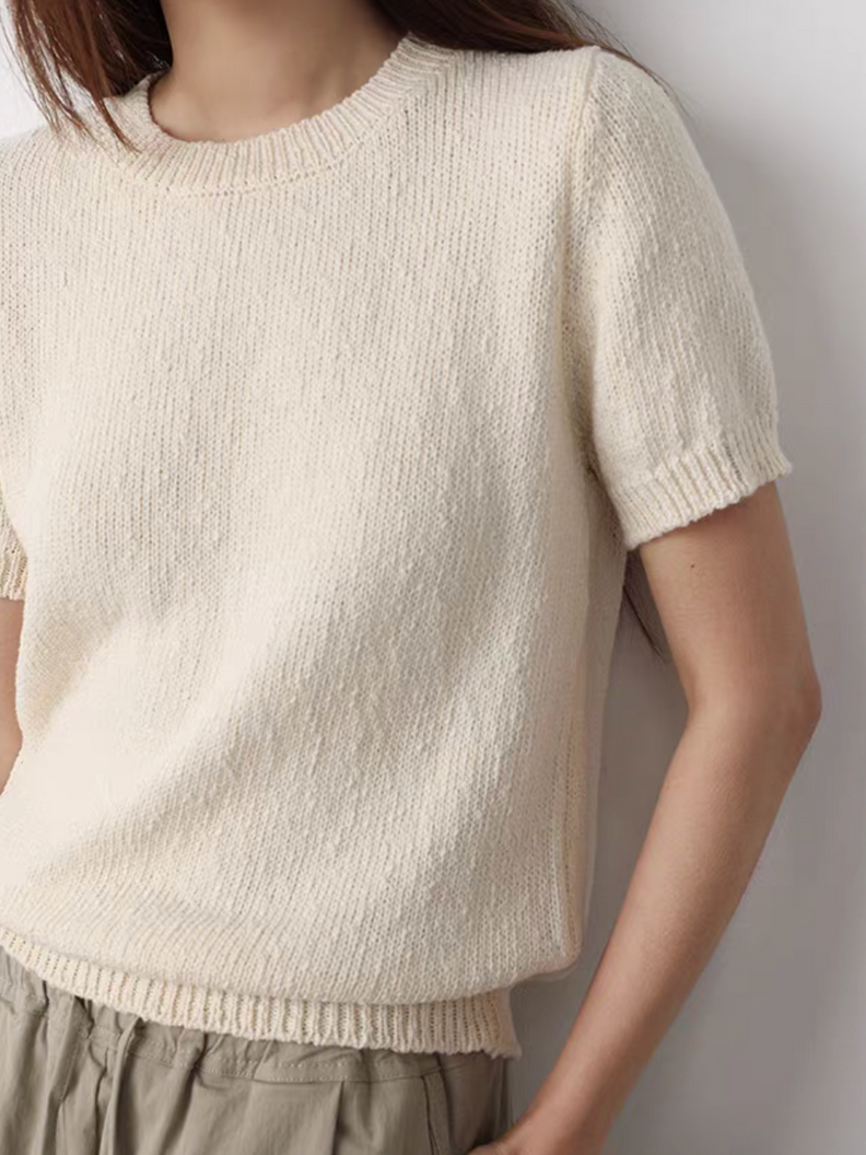 Mixed color crewneck cotton acrylic knitted top 5