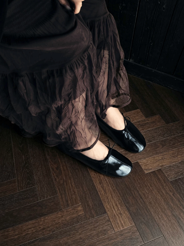 Made in Italy Italian oil waxed sheep skin ribbon flats 14
