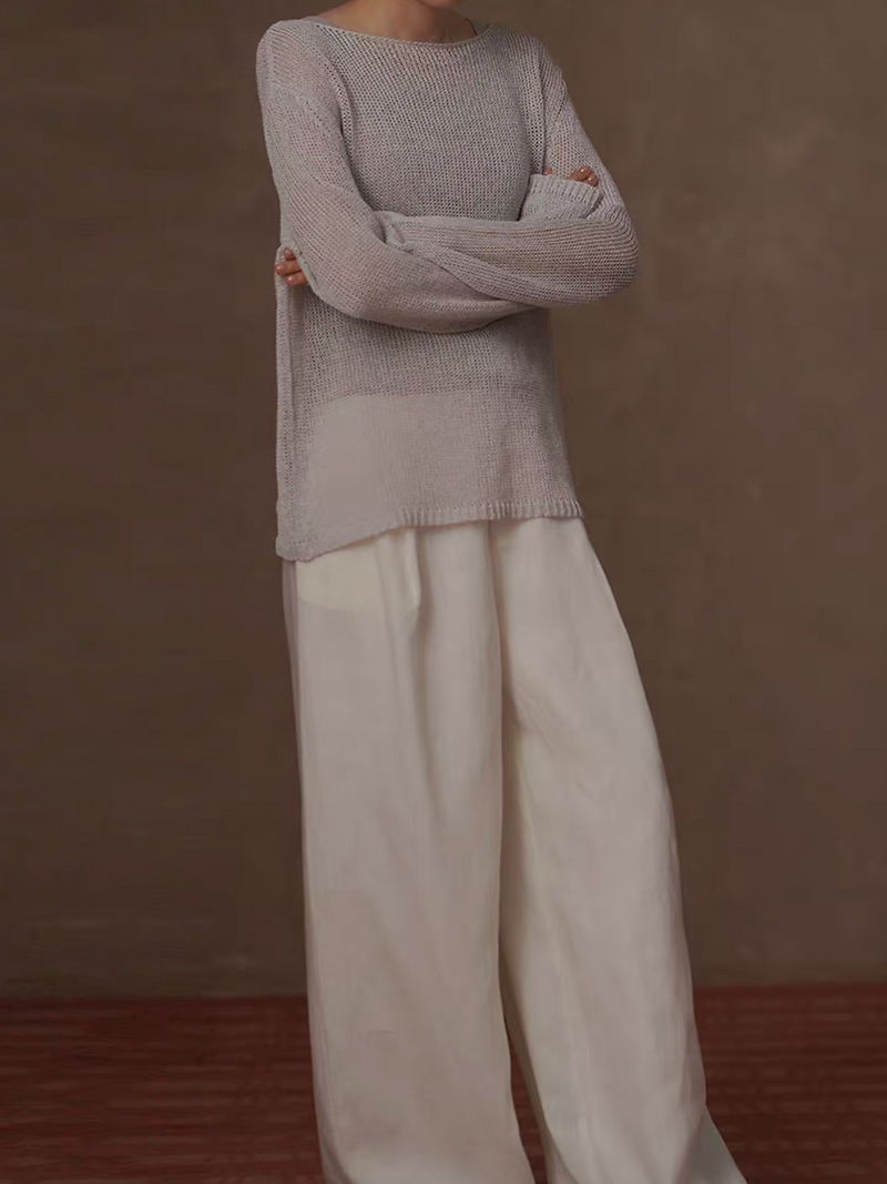 Sora beige tencel acrylic knitted jumper 3