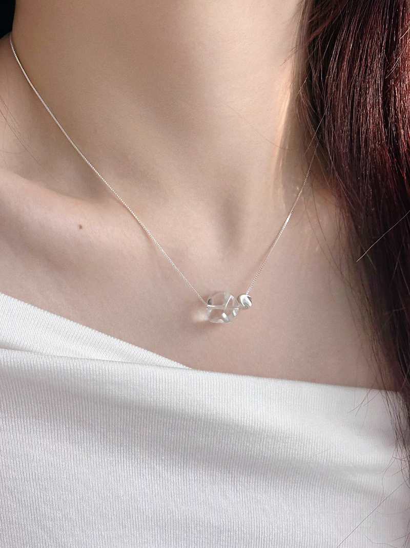 Abstract plastic bead 925 silver charm necklace 5