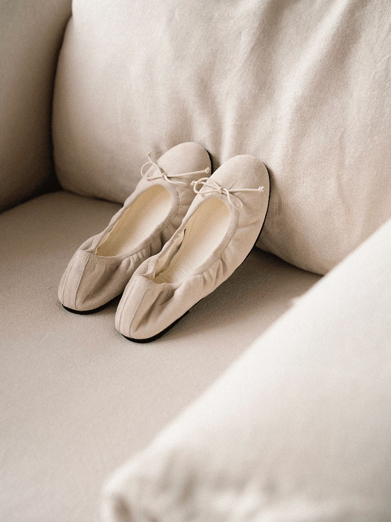 Made in Italy Italian suede sheep skin ribbon elasticated ballerina flat 3