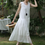 Thumbnail: Lined ruffle collar white cotton rayon sleeveless dress