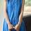Thumbnail: Cornflower blue pleated sleeveless cotton linen dress