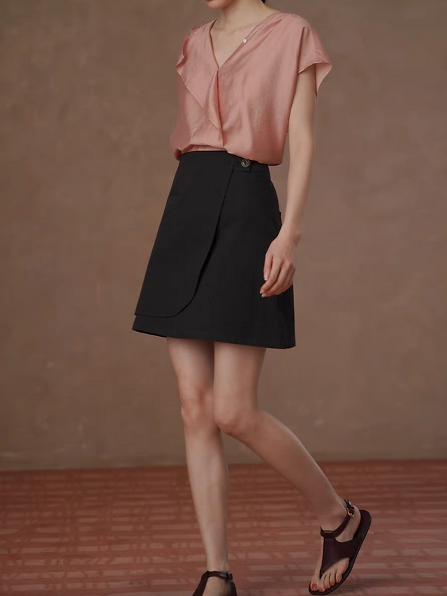 Rosy pink tencel rayon asymmetric blouse 8