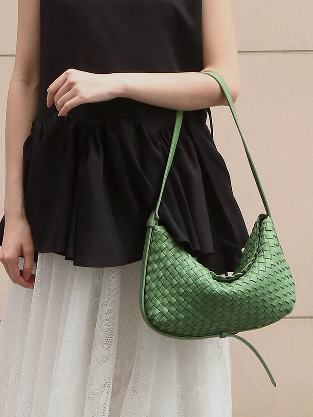 Woven calf leather flap dumpling shoulder +crossbody bag 11