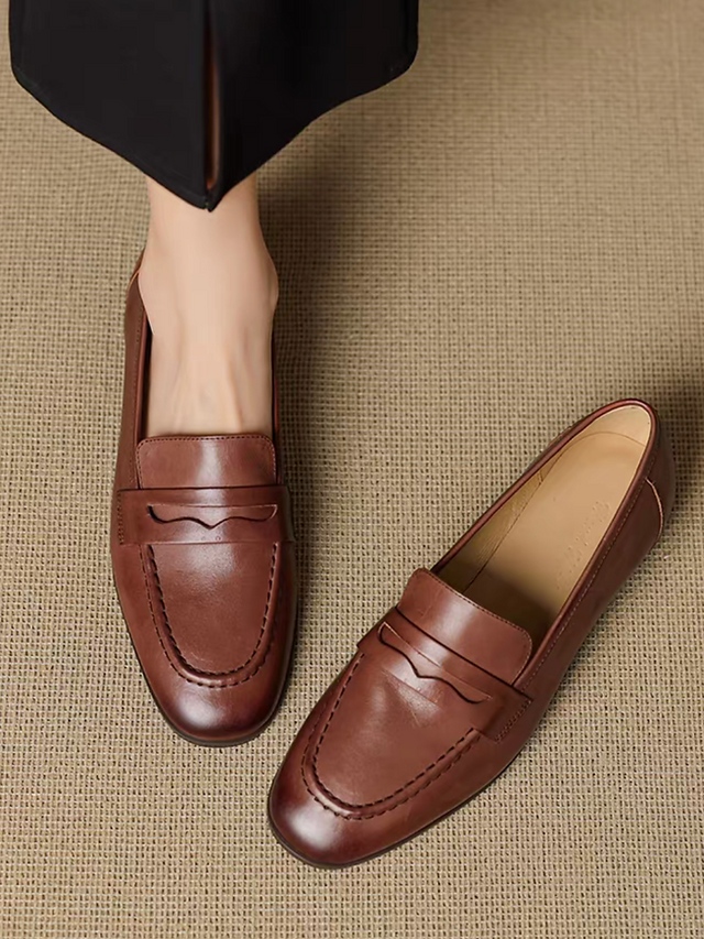 Brushed off calf leather crochet penny saver loafers 1