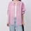 Thumbnail: Stitched pockets linen crewneck sheer cardigan / blouse