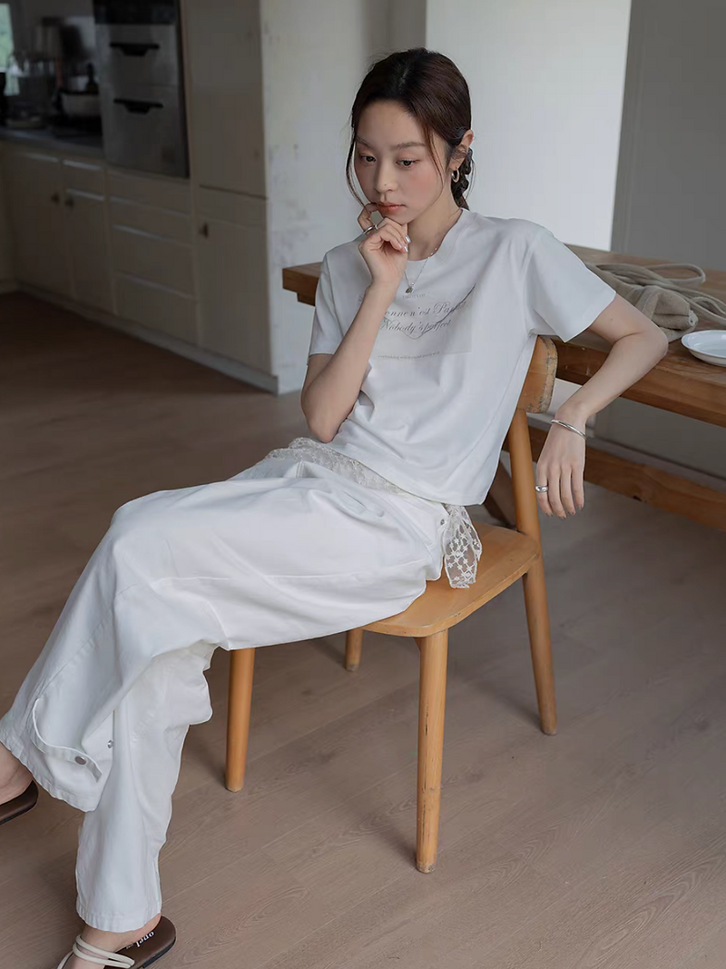 Cotton poly crewneck print tee 8