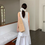 Thumbnail: Embroidered docking white cotton tencel layered sleeveless dress + hairband