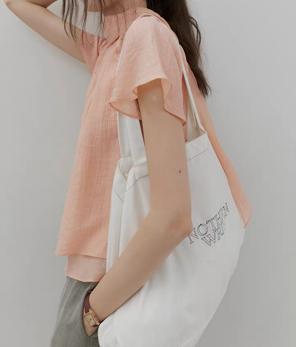 Thumbnail: Apricot pink lyocell rayon pleated back knot layered blouse