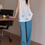 Thumbnail: Embroidered cotton tencel blue patterns flare vest