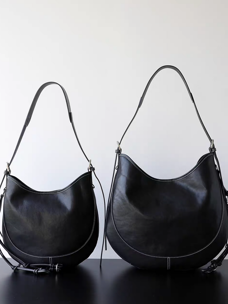 White stitched calf leather saddle handle + shoulder + crossbody bag 11
