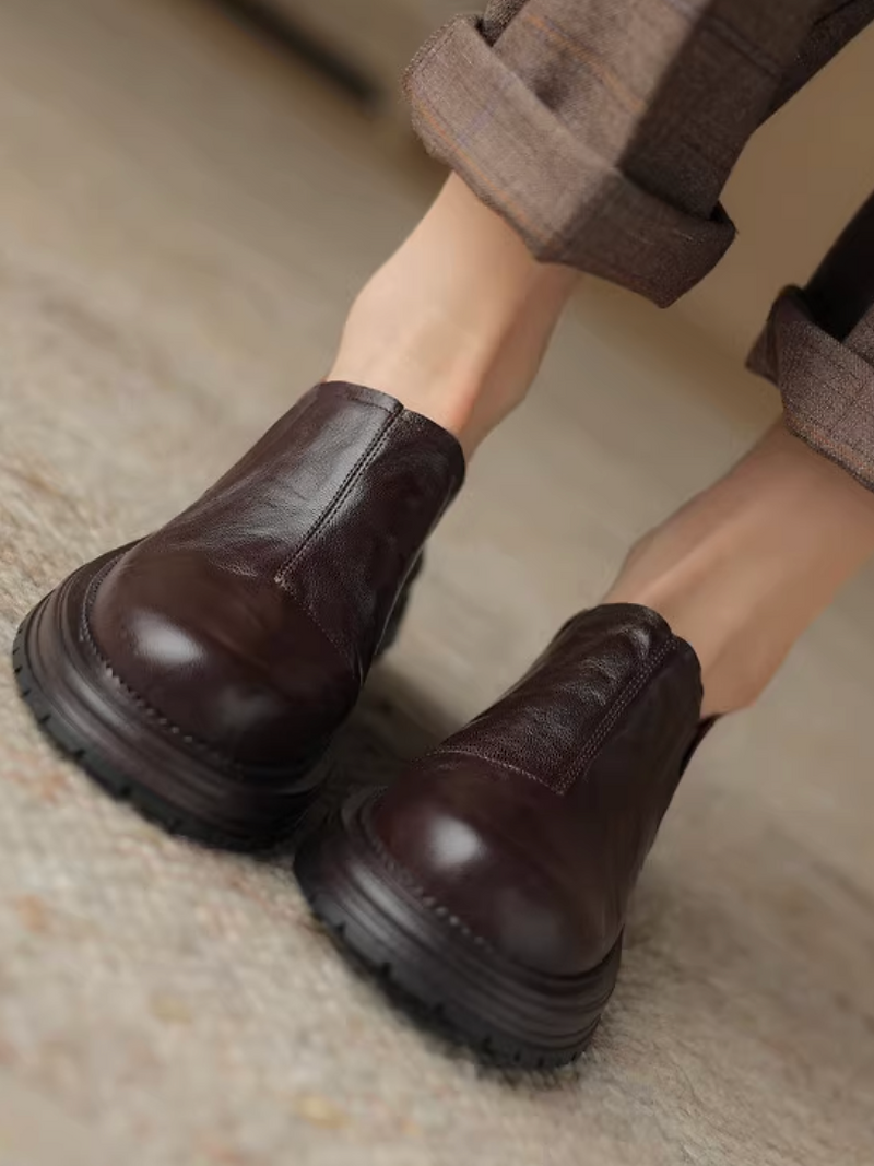 Back folded straps ruffled calf leather contour shoes 9