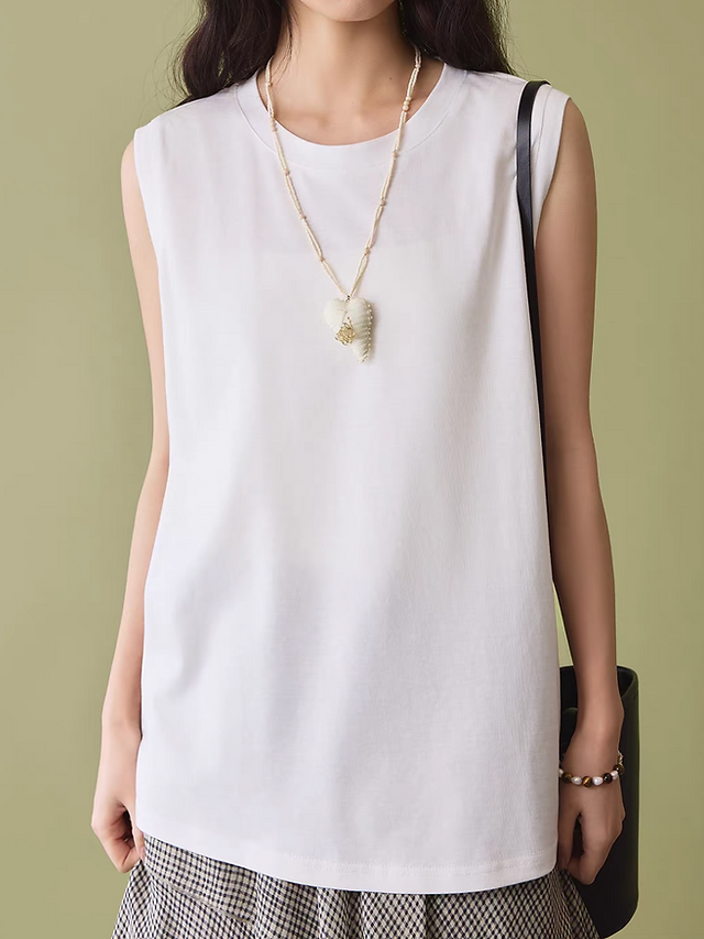 Crewneck cotton lyocell rayon vest 1