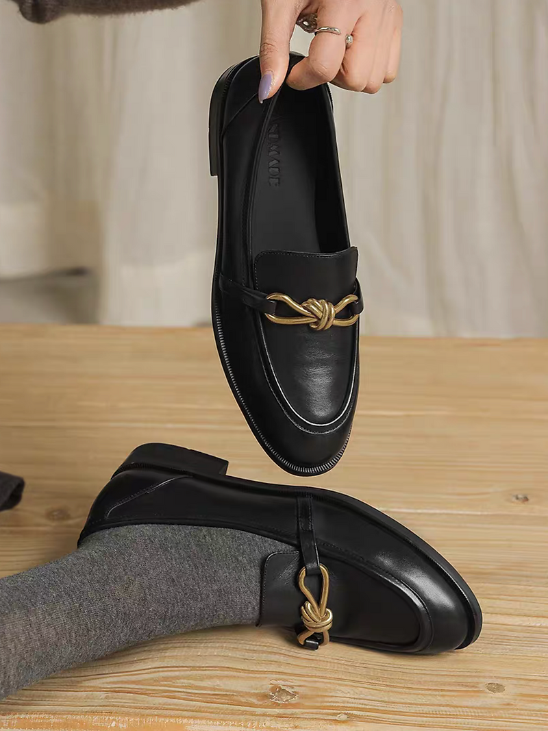 Matte buckle loop contour brushed off loafers 8