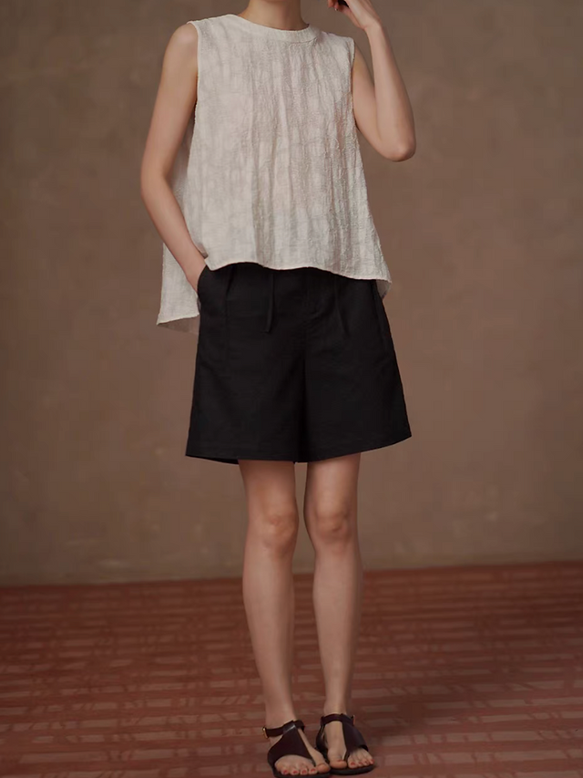 Ivory embossed peplum patterned lyocell poly vest 2
