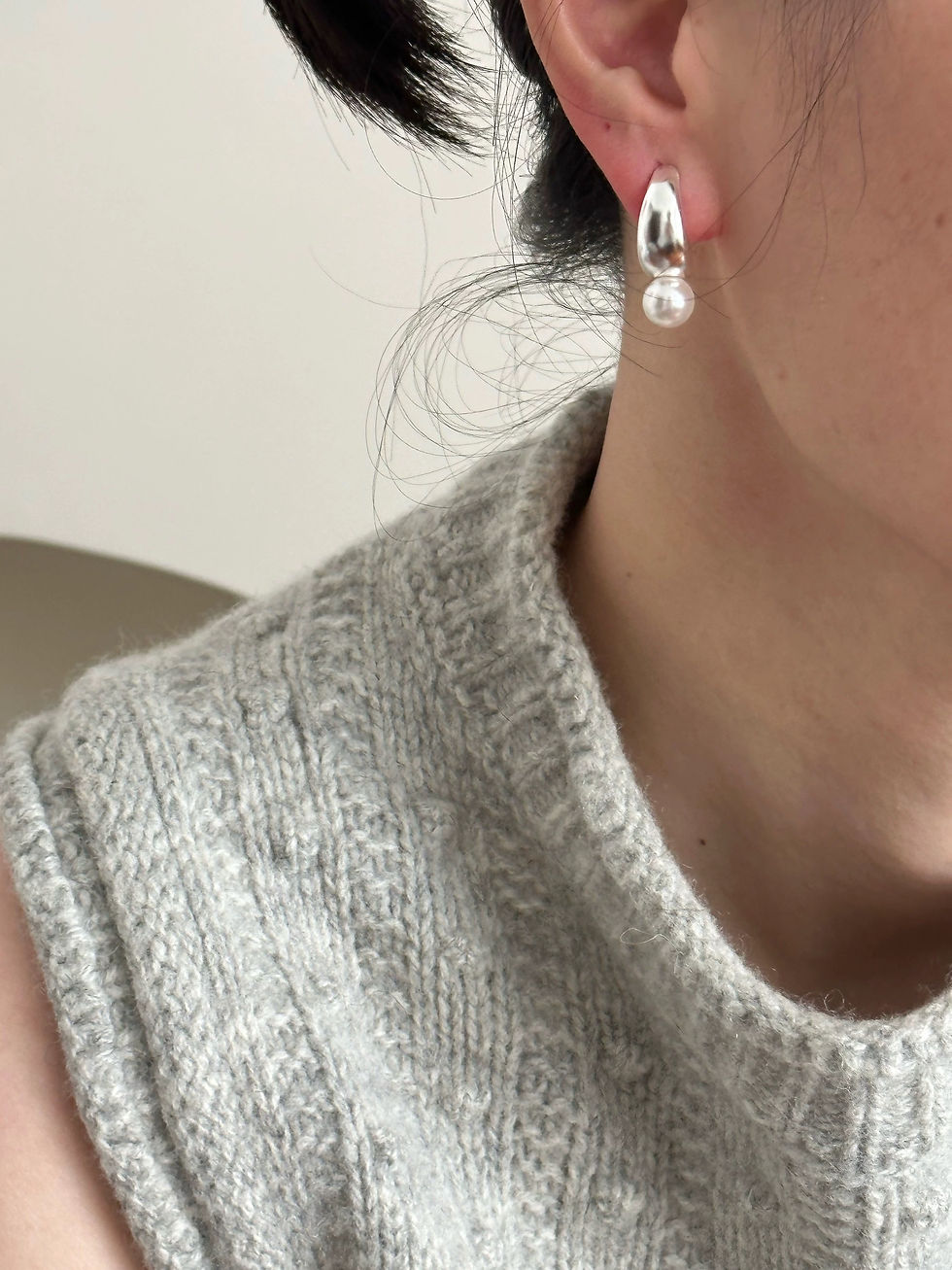 Thumbnail: Alloy plastic pearls 925 silver earrings 