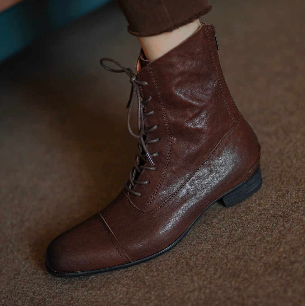 Thumbnail: Brushed off oil waxed horse leather lacing boots
