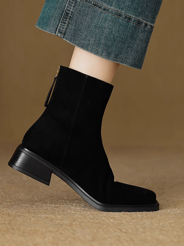 Lambskin suede back zipped ankle boots 5