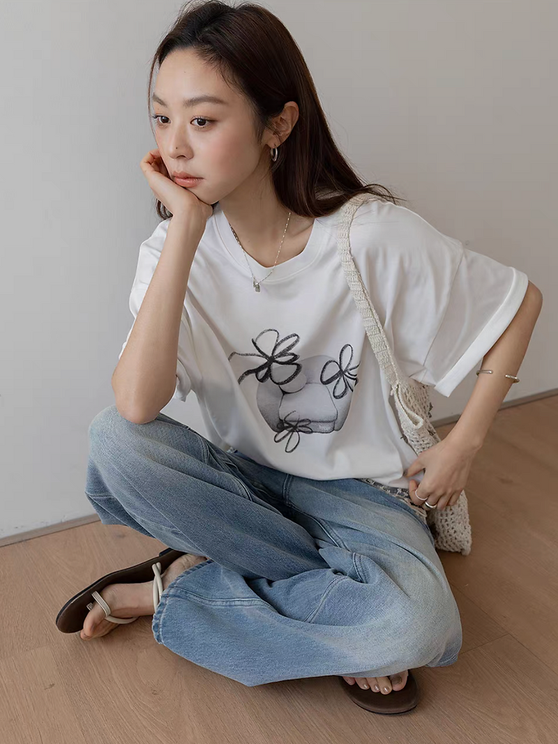 High waisted acid washed distressed pockets denim straight pants 12