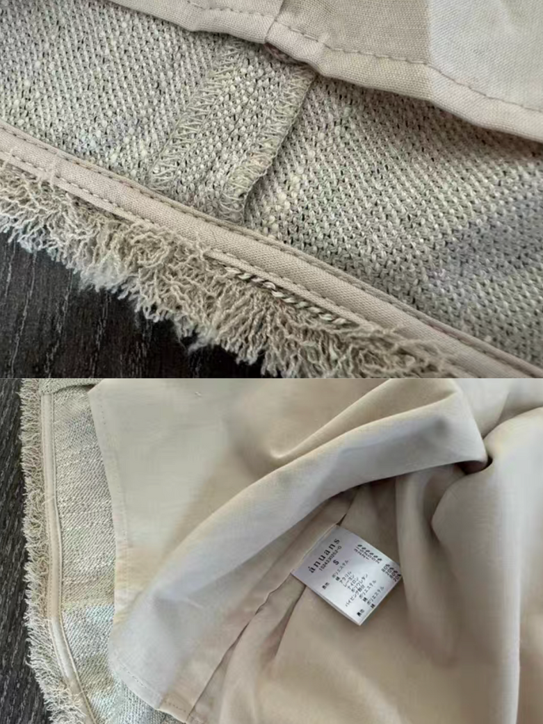 ANUANS TOKYO tweed frills cotton slim cut sleeveless dress 9