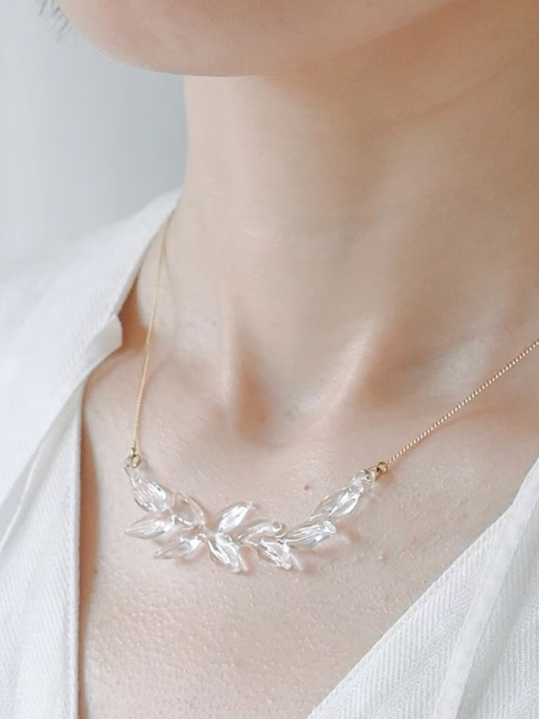 Handmade Hario yureha Maako Kido leafy glass necklace 1